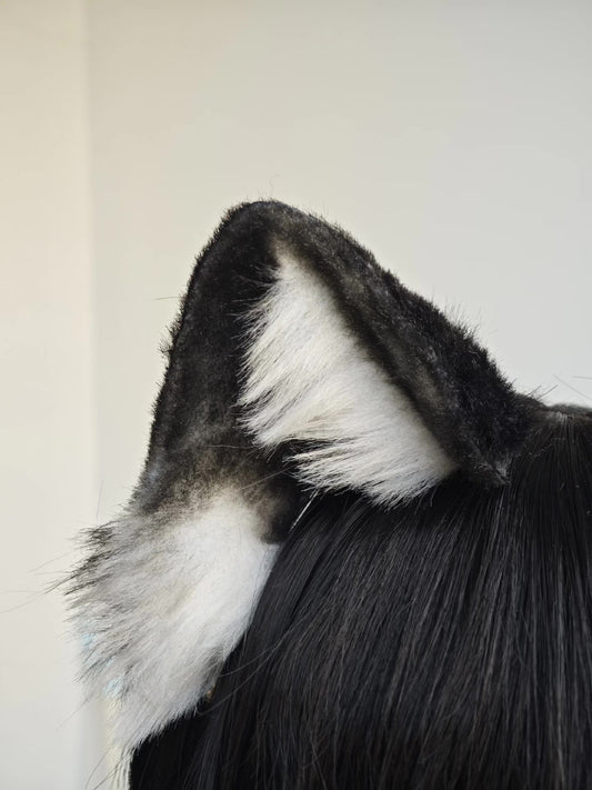 Handmade Black and White Cat Ears Headwear