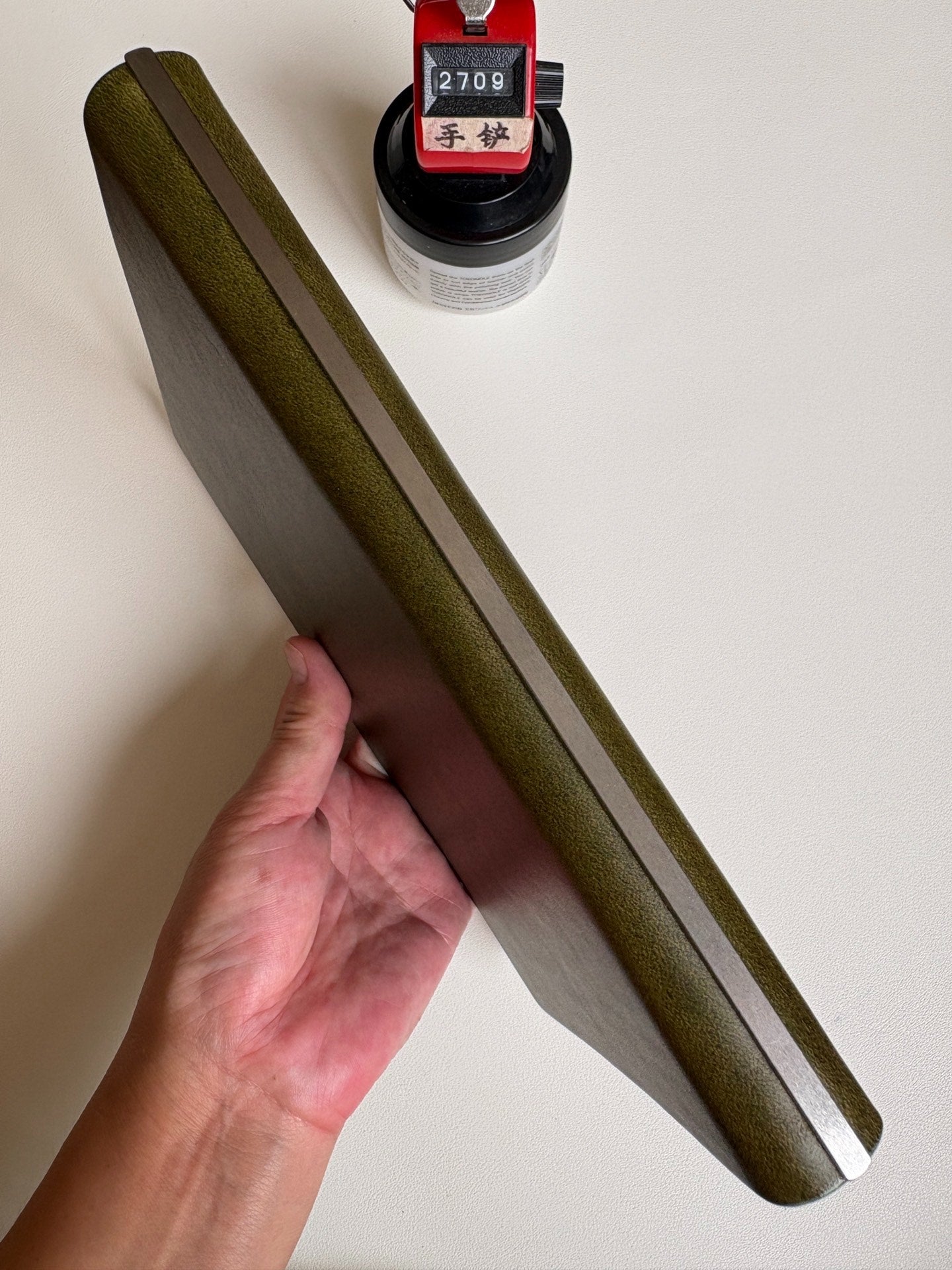 A5 Olive Green Buttero Leather 15-Ring Loose-Leaf Notebook