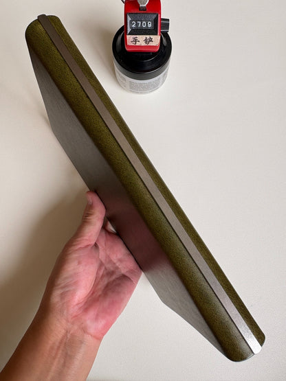 A5 Olive Green Buttero Leather 15-Ring Loose-Leaf Notebook