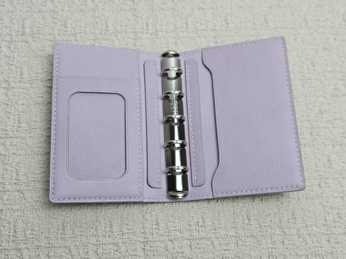 M5 Leren Plannerhoees Antraciet/Lavender Vouwoudig