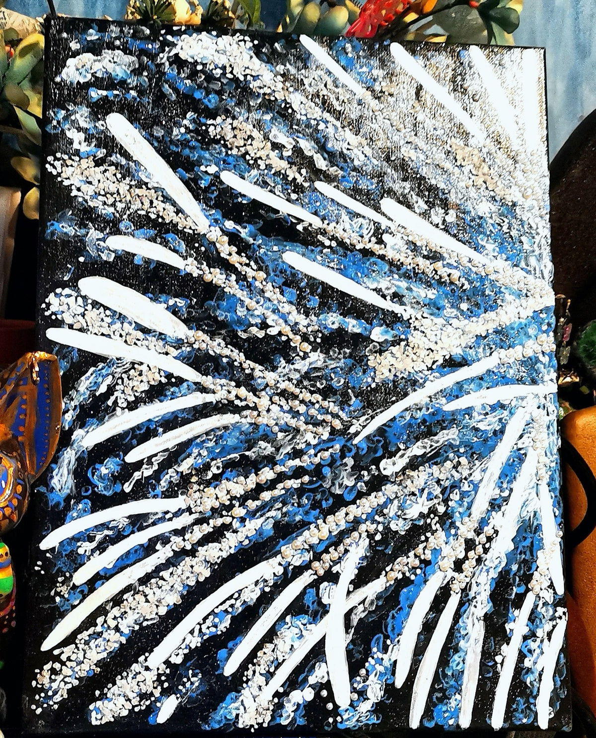 Blue Fireworks Pearl Art Painting