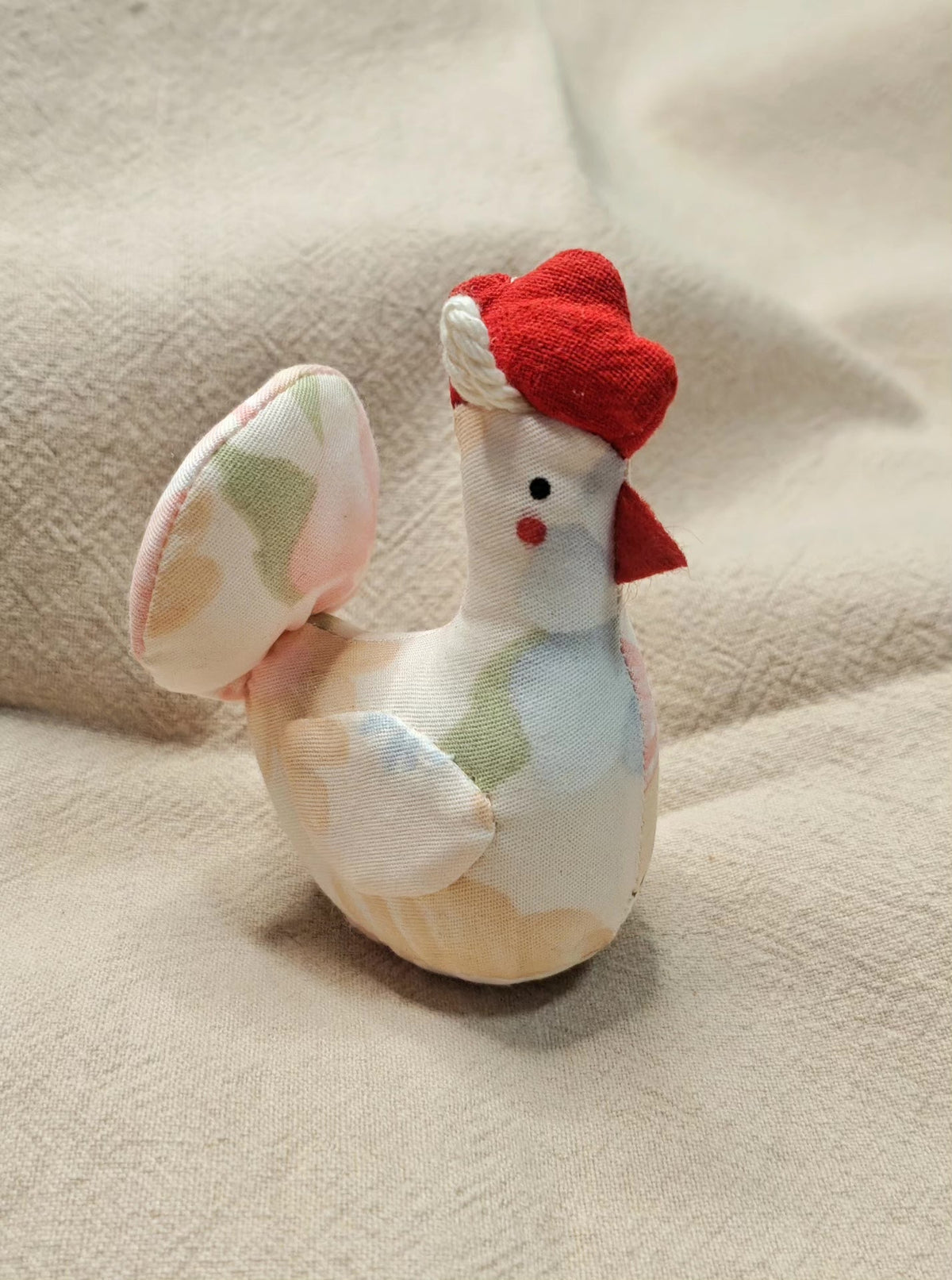 Handmade Pink Checkered Fabric Chicken Hanging Charm
