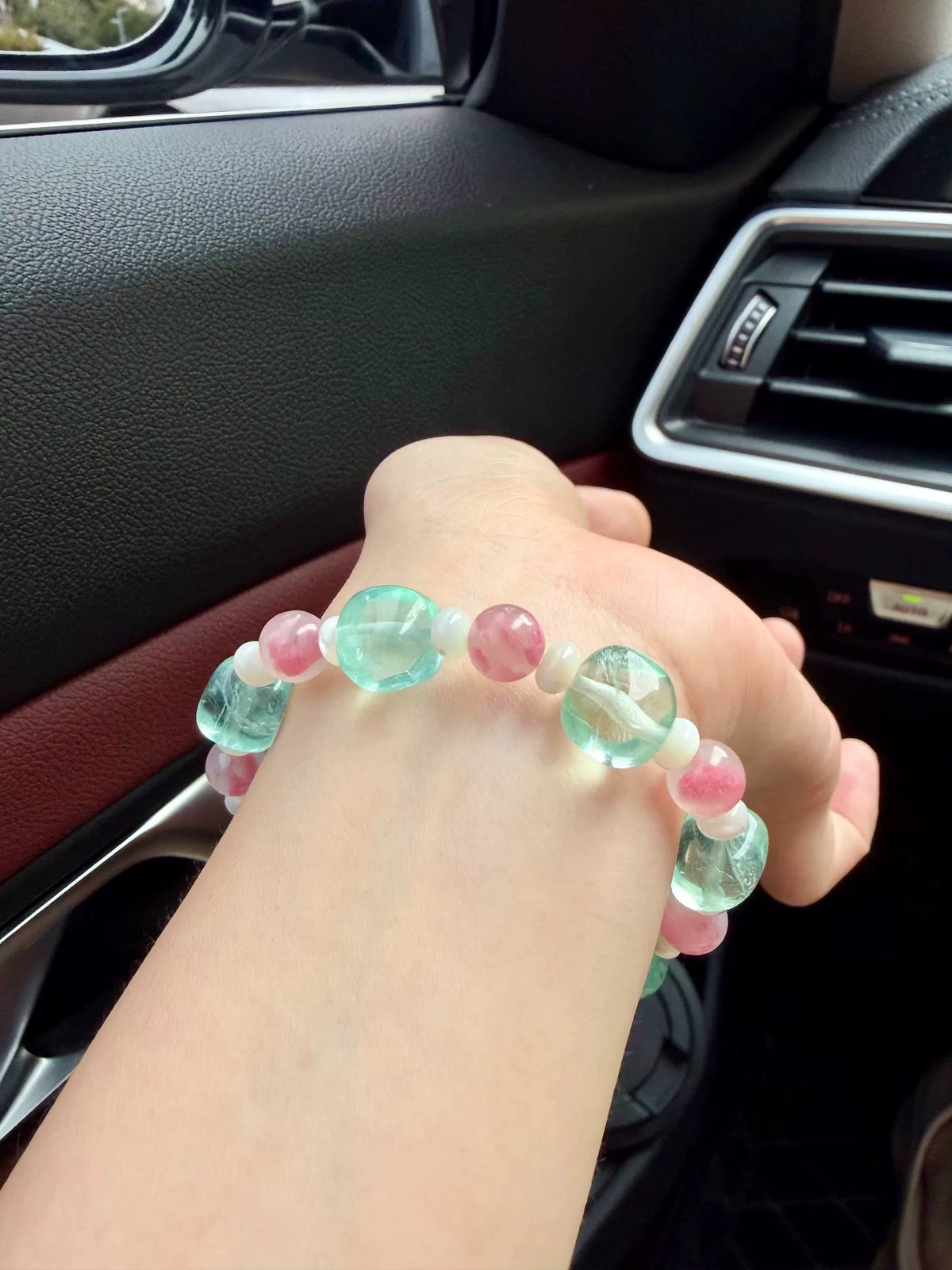 Groen fluoriet kralenarmband