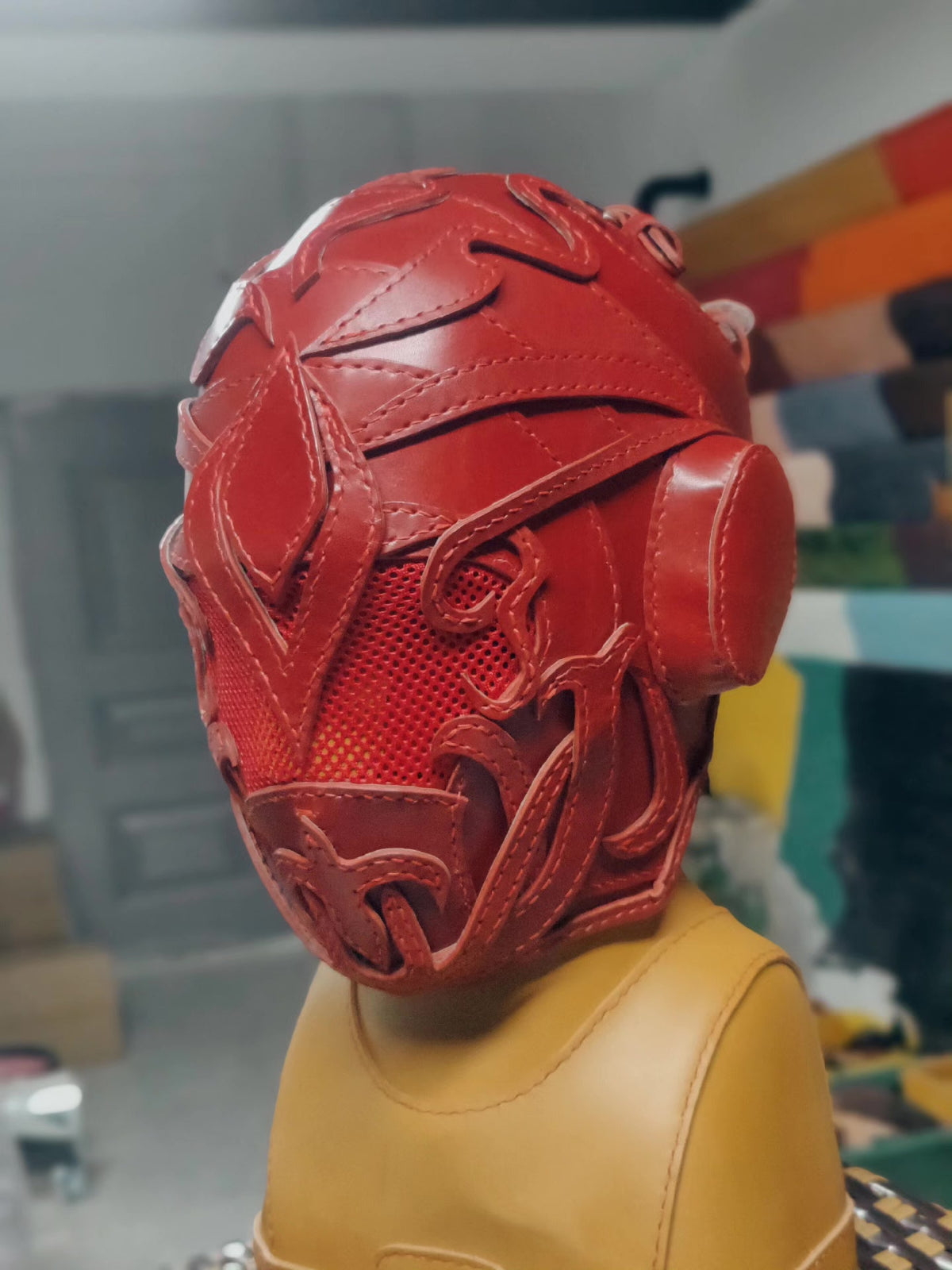 Custom Leather Helmet Mask Handcrafted Cowhide