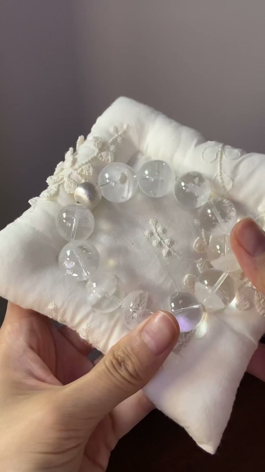 Himalayan White Phantom Quartz 17mm Beaded Bracelet