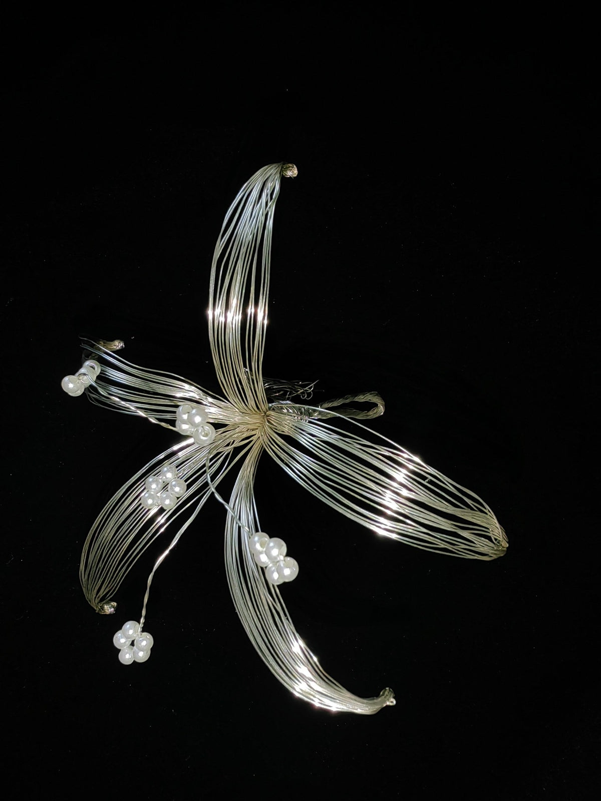 Handcrafted Wire Flower Hair Brooch Pearl