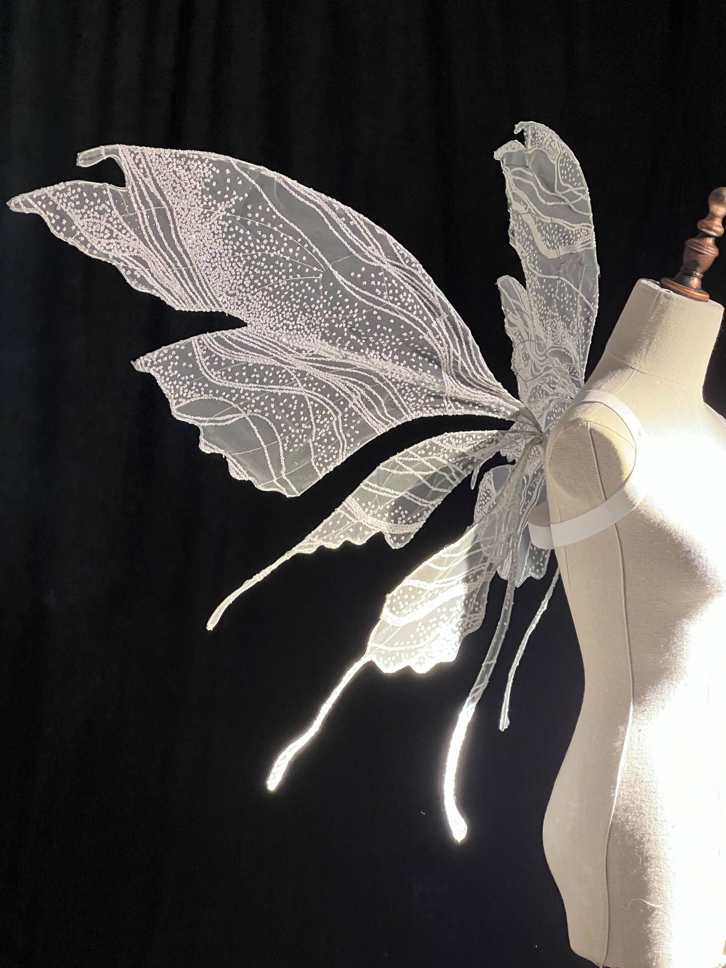Butterfly Fairy Wings with Wire Frame and White Vein Patterns