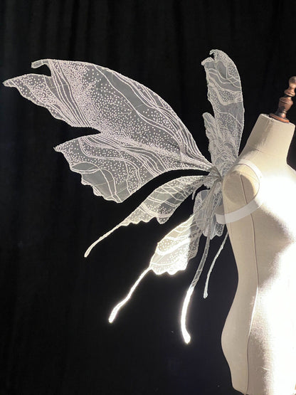 Butterfly Fairy Wings with Wire Frame and White Vein Patterns