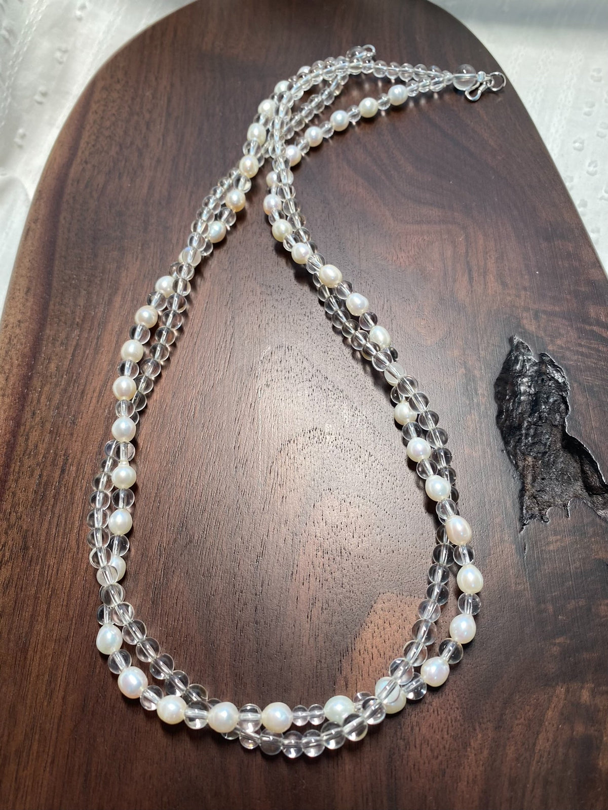 White Crystal Freshwater Pearl Necklace