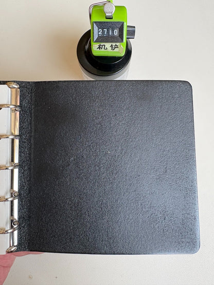 Black Leather Square Loose-Leaf Notebook with Silver Ring Binding