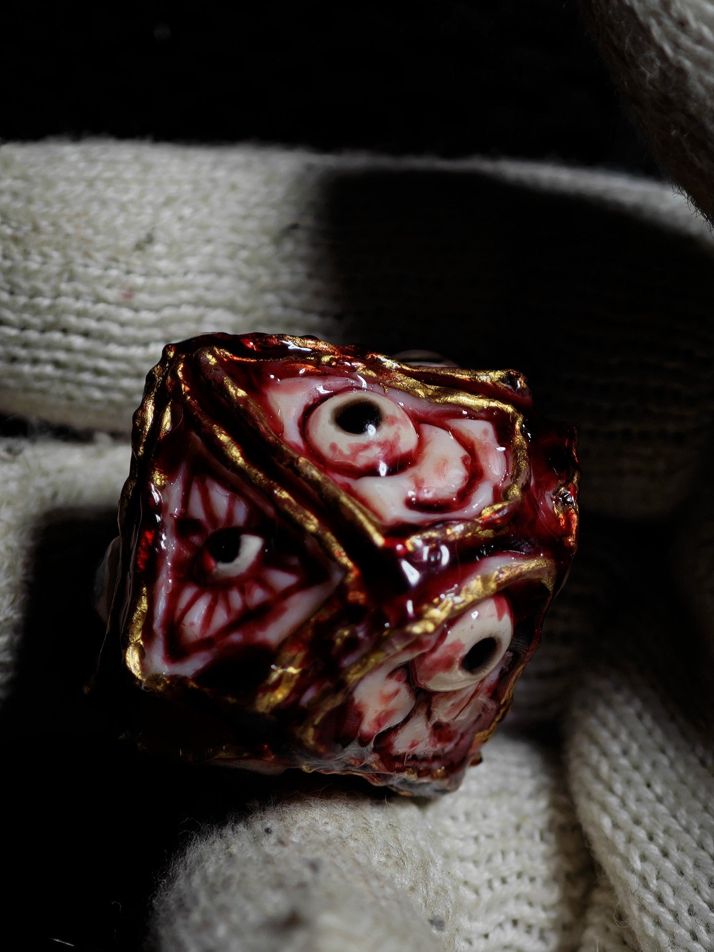 Cthulhu Organic Texture Polyhedral Custom Dice with Eye Motifs