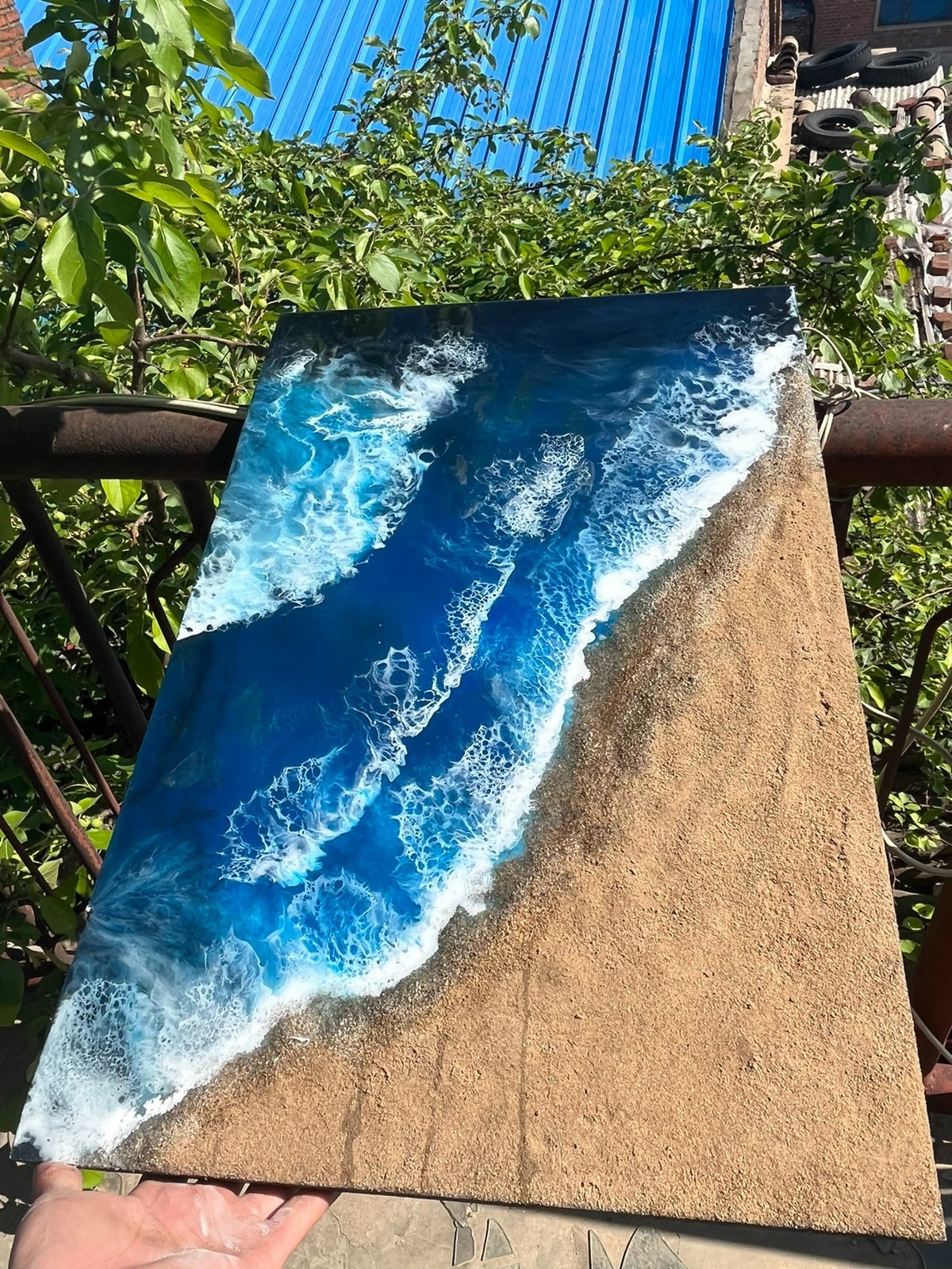 Handcrafted Resin Ocean Wave Wall Art