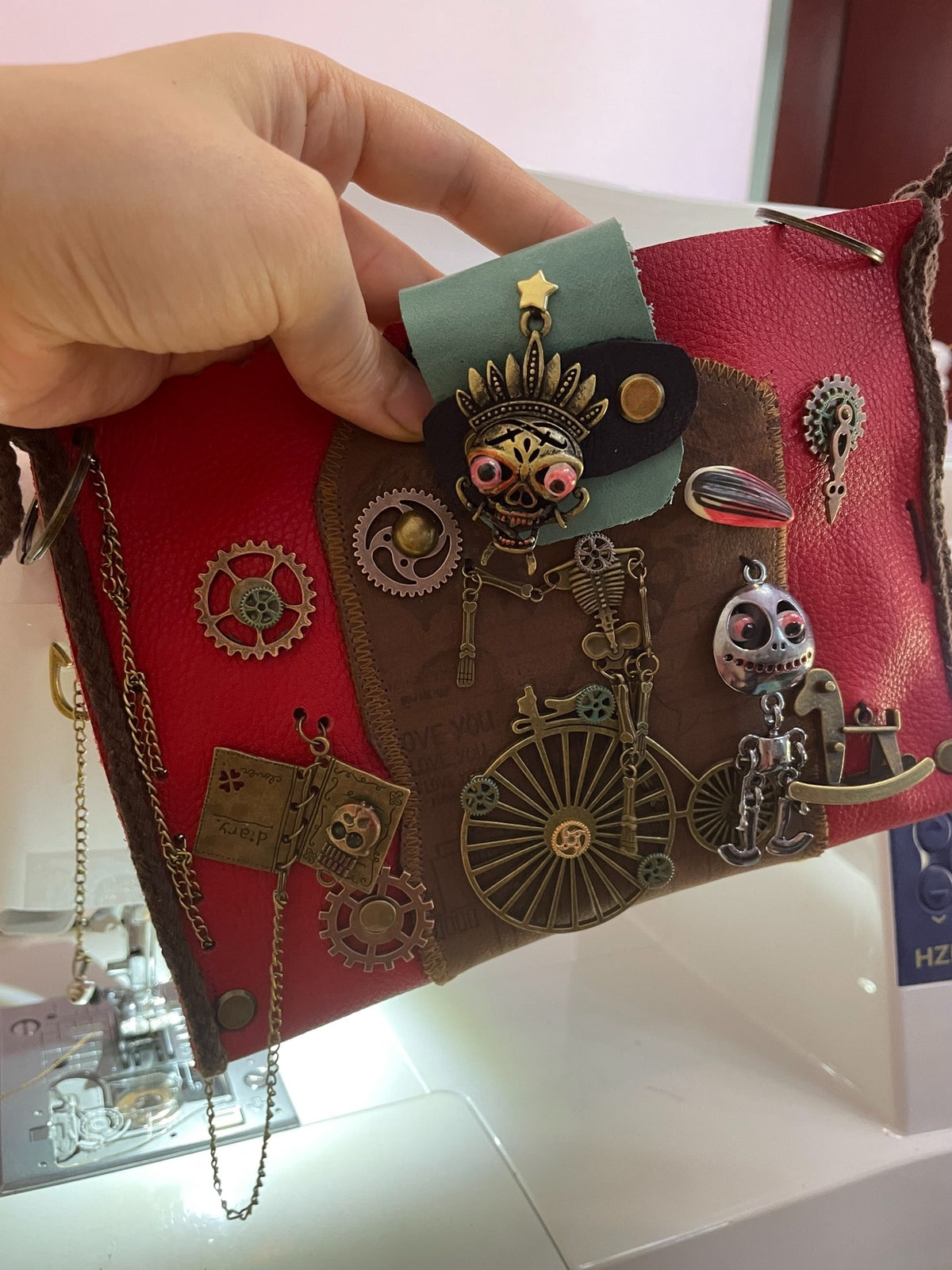 Steampunk Crazy Horse Leather Crossbody Bag