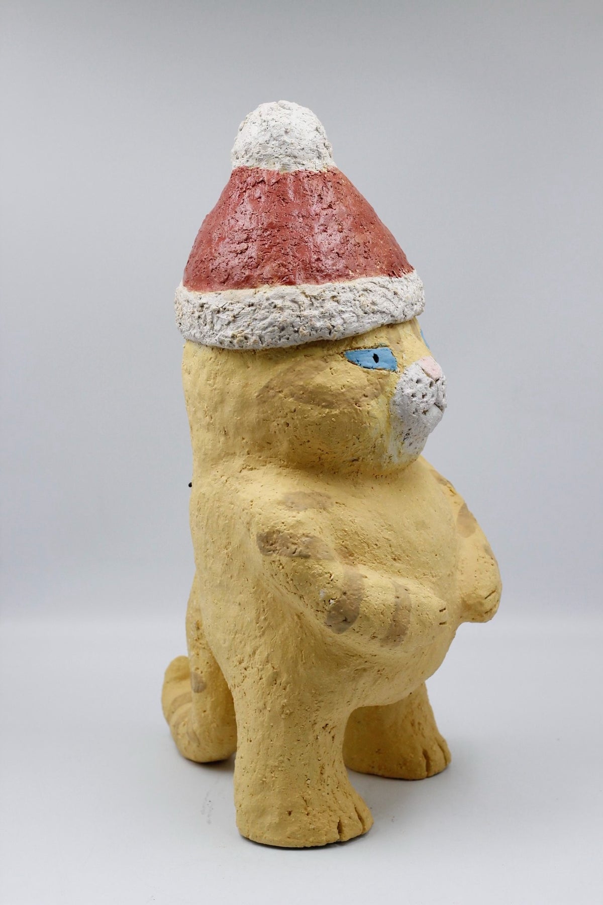 猫フィギュア彫刻 47cm オークル