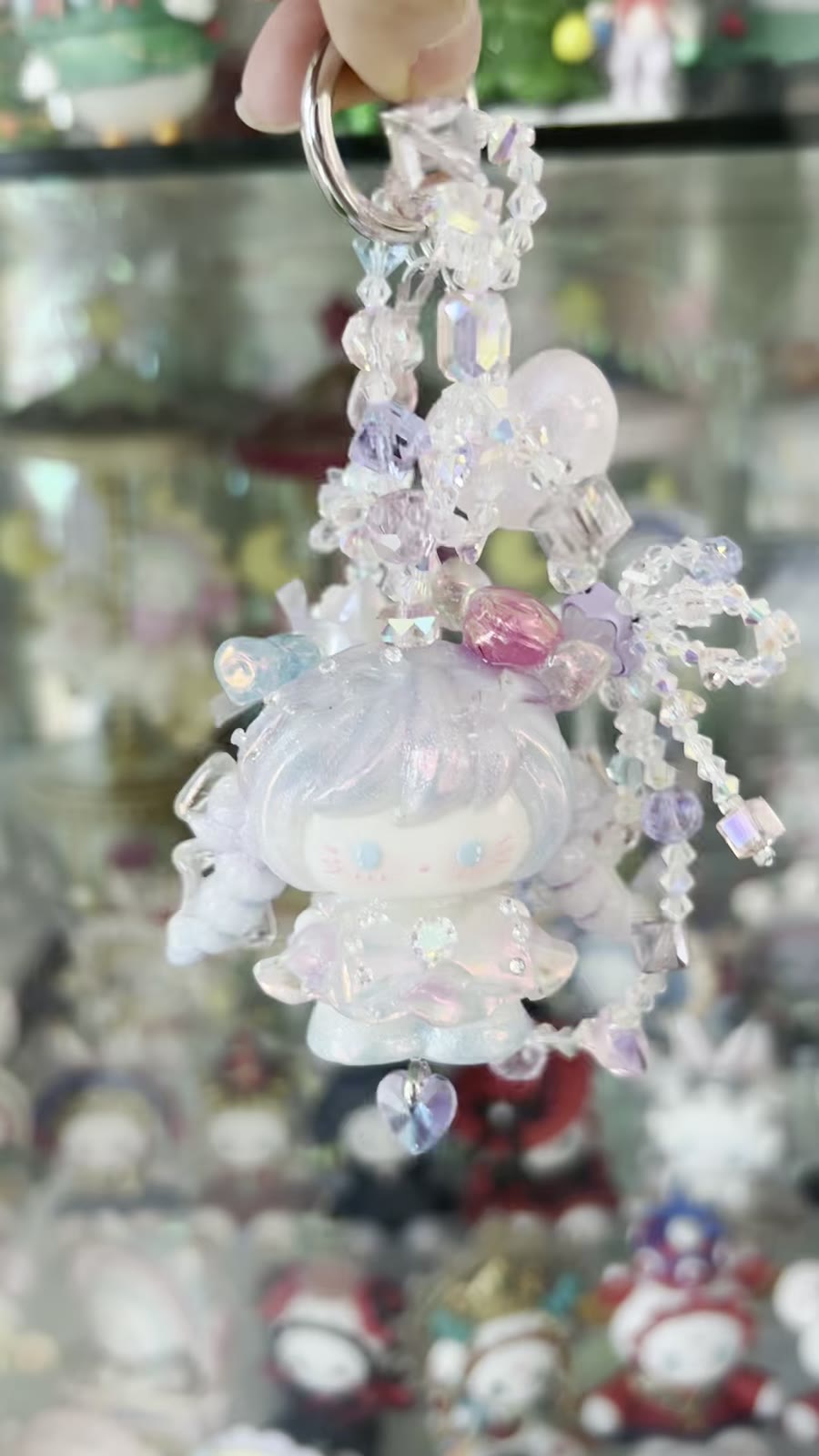 Chaveiro KT Cat de Contas Feito à Mão Gradiente Azul Roxo