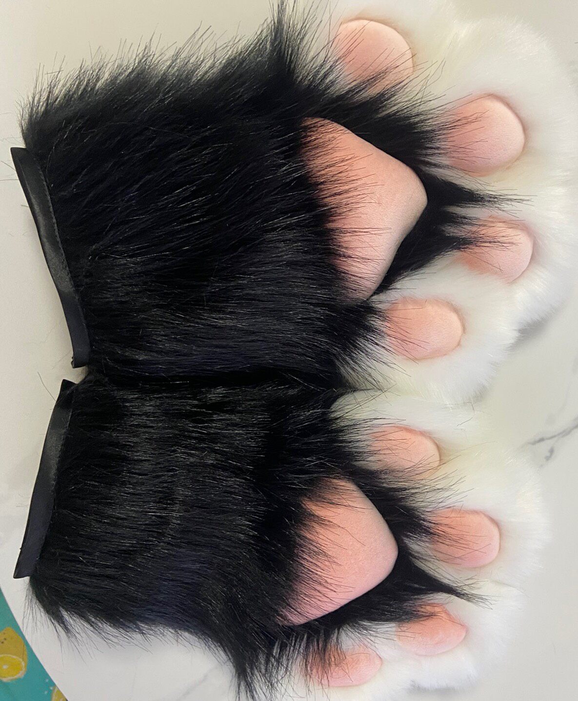 Fingerless Plush Paw Gloves with Pink Pads