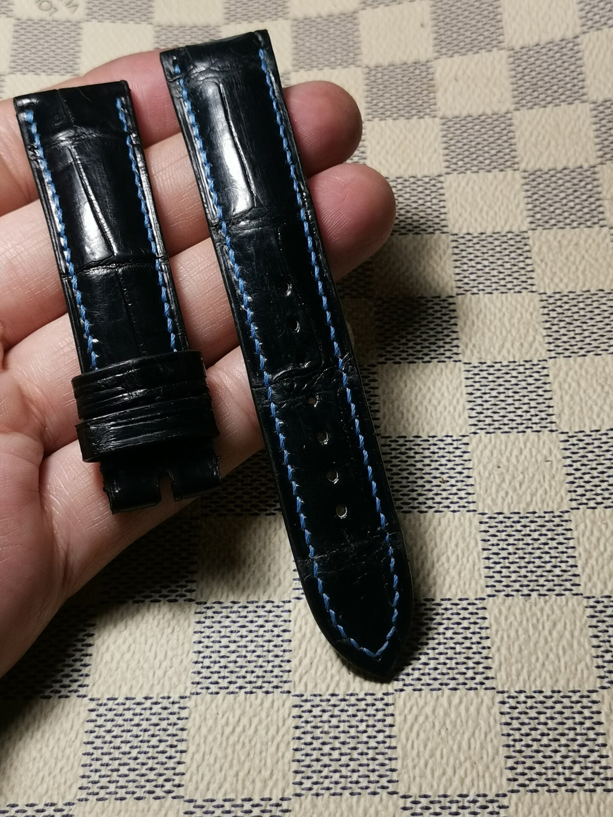 Handmade Black Crocodile Watch Strap 20mm