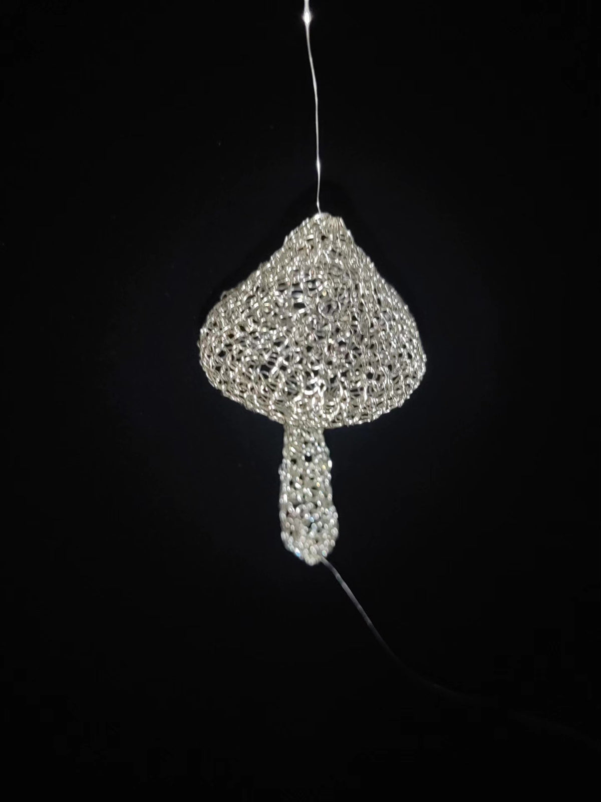 Handcrafted Wire Crochet Mushroom Pendant
