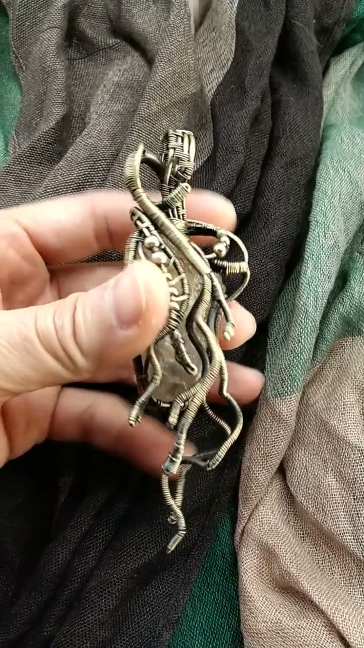 Cthulhu Spirit Quartz Wire Wrapped Pendant