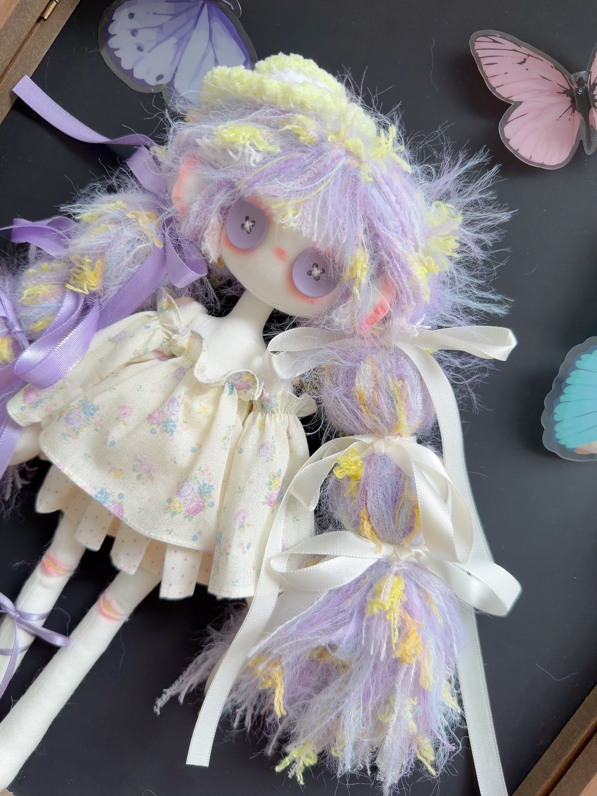 Handmade Lavender Hair Art Doll