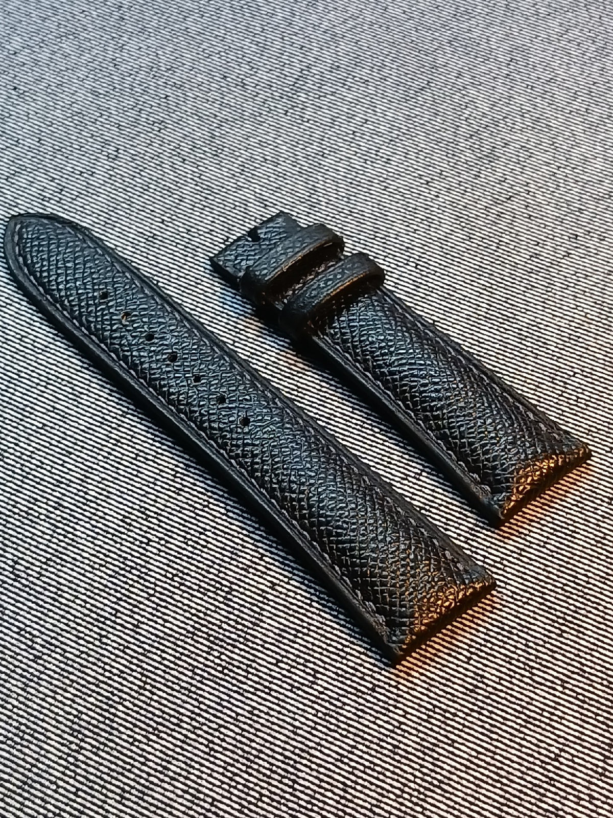 Black Epsom Leather Watch Strap 21mm