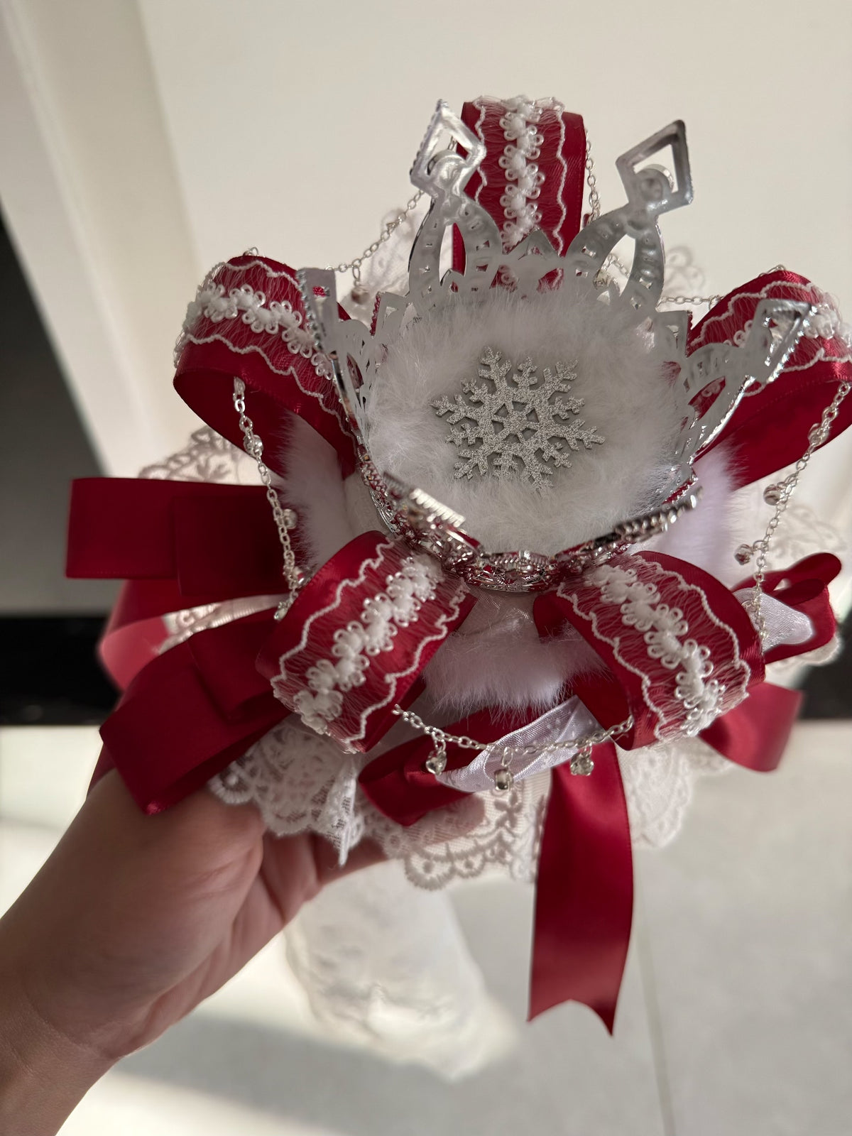 Red Crown Mini Hat with Chain