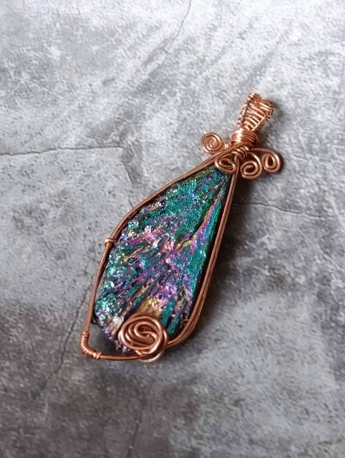 Hand Twisted Copper Wire Teardrop Pendant