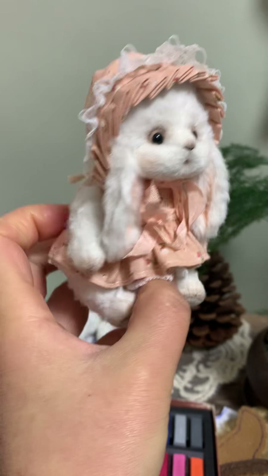 Handmade White Viscose Rabbit Doll