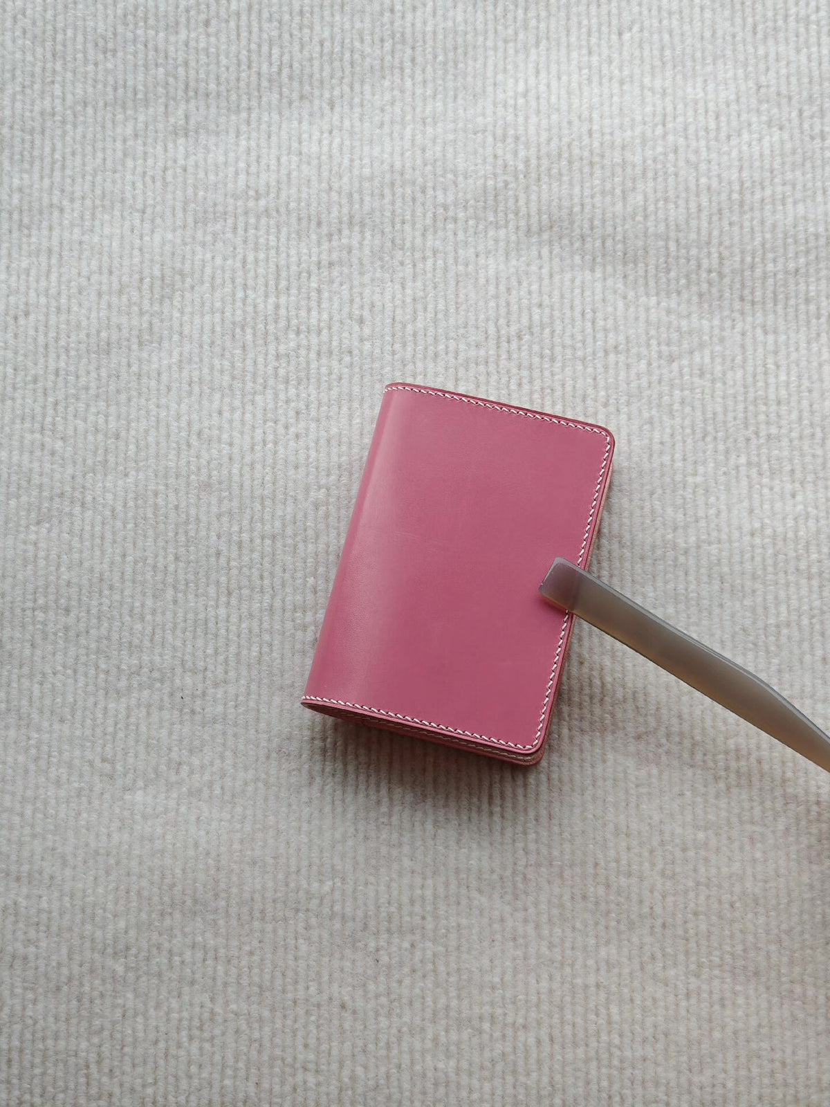 Pink Leather Ring Binder with Six Rings