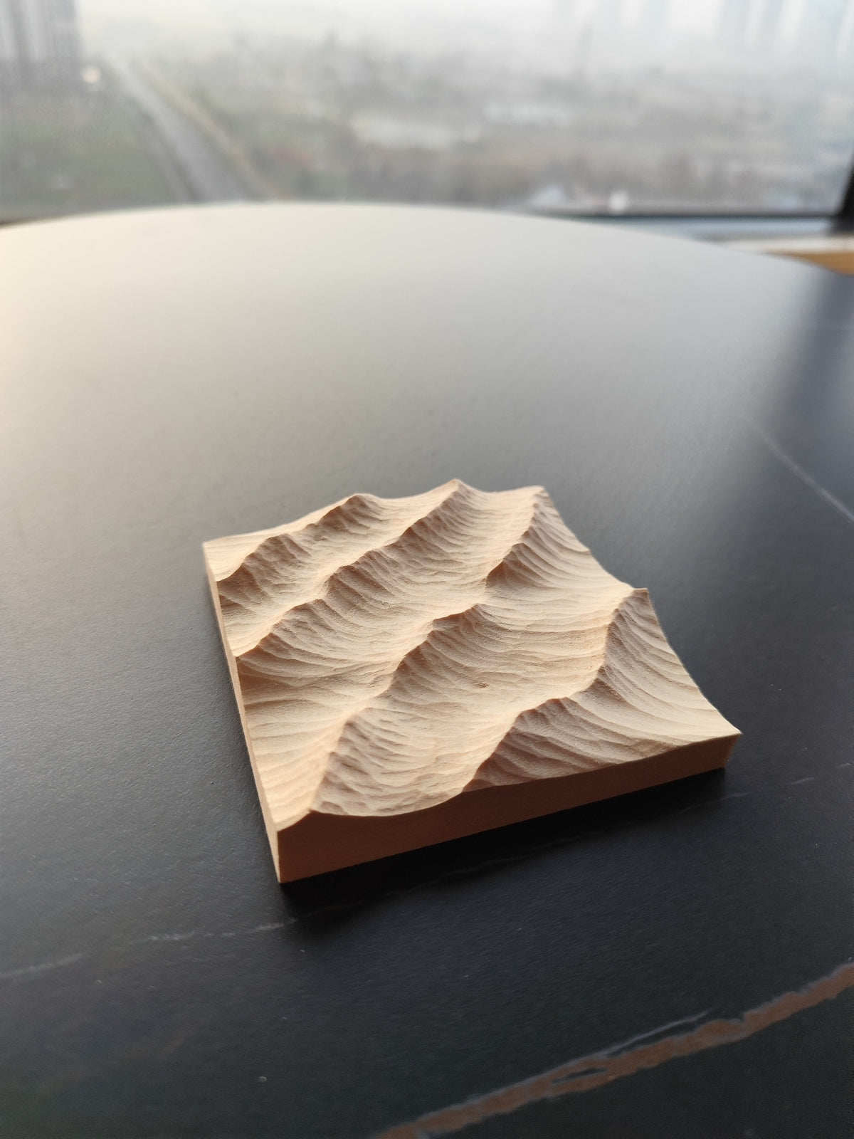Handcrafted Linden Wood Wave Sculpture 10cm