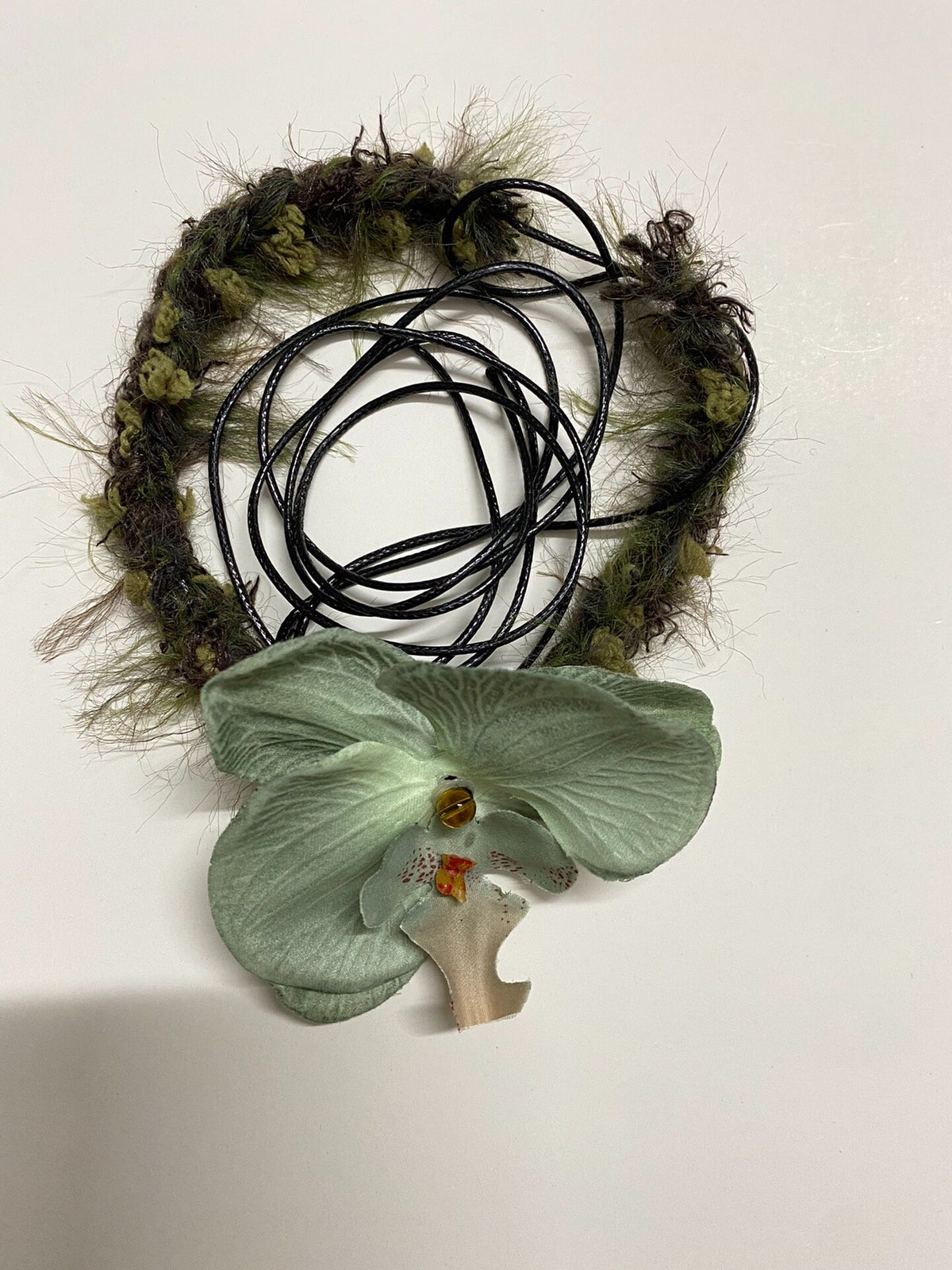 Hand Crocheted Choker with Orchid Flower