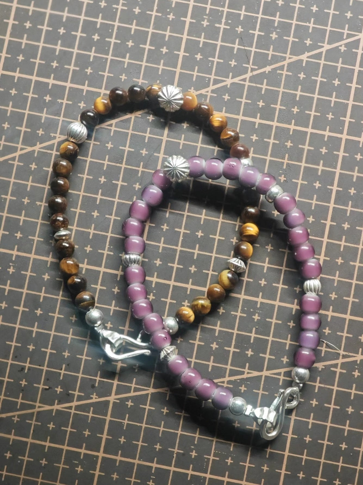 925 Silver Purple Glass Chrysanthemum Bracelet