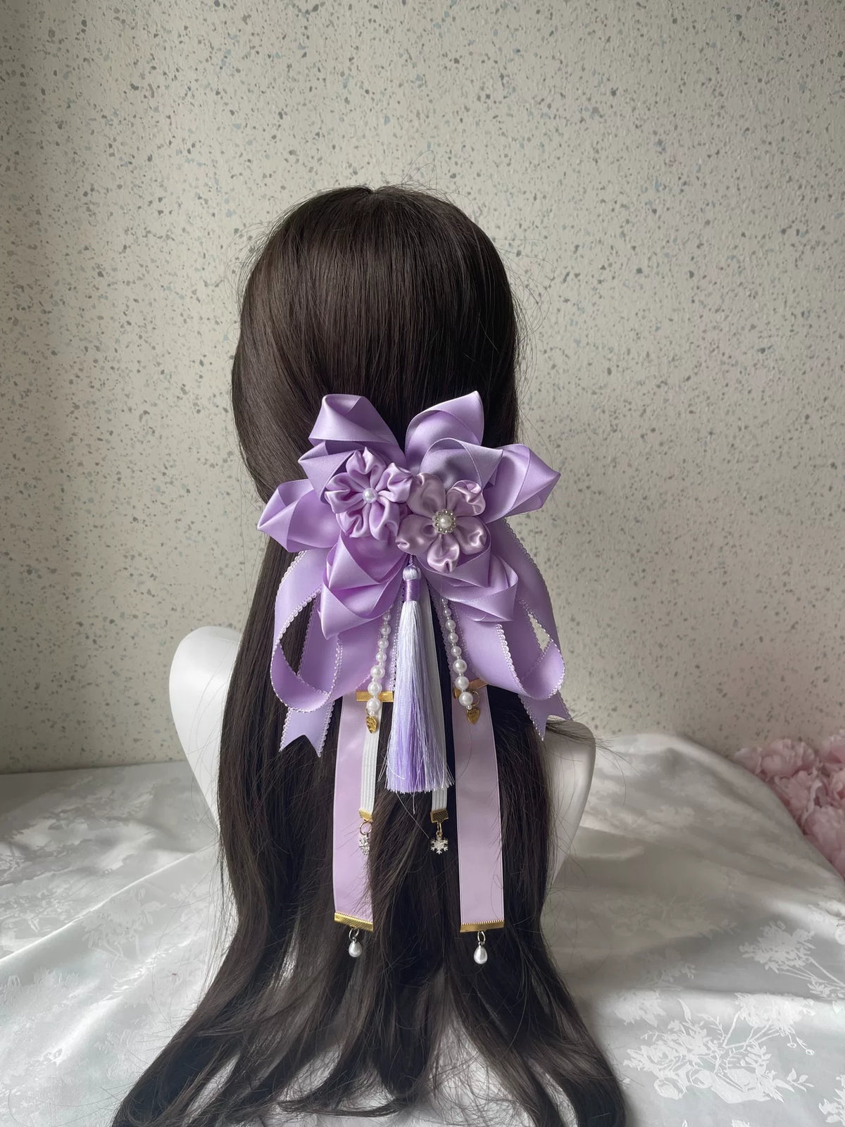 Pince à cheveux avec nœud lolita violet