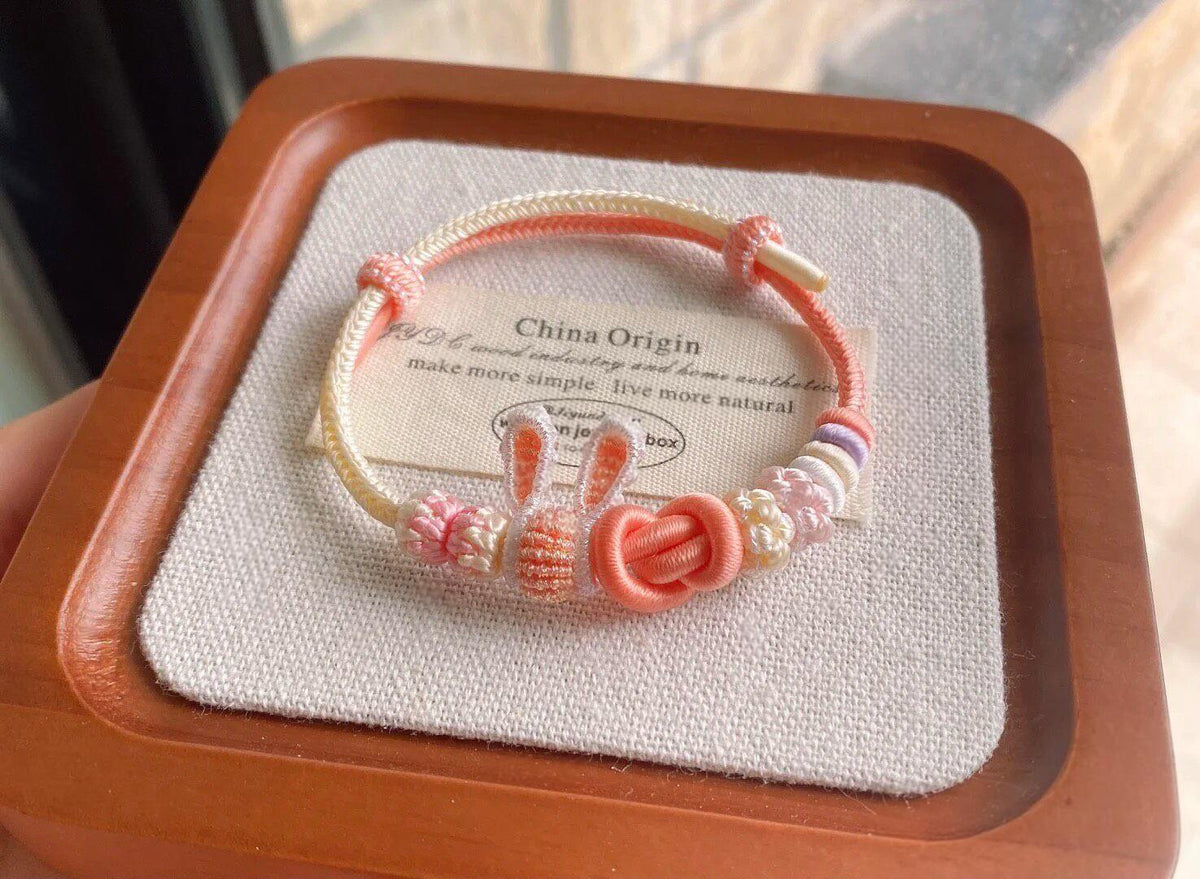 Handcrafted Braided Bracelet with Rabbit Motif