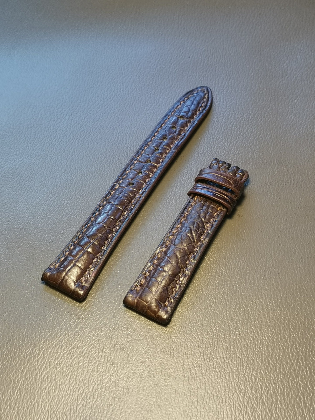 Handmade Crocodile Leather Watch Strap Brown