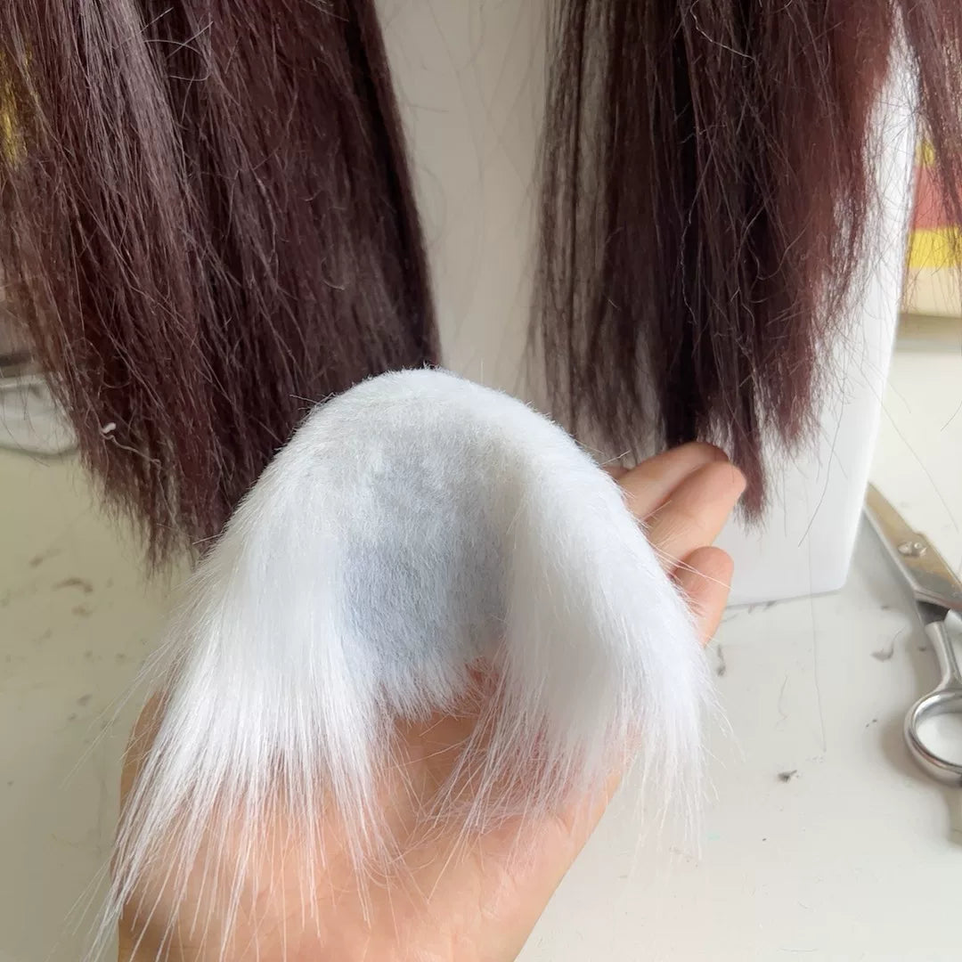 Oreilles d'animal cosplay Arknights Aurora en fausse fourrure blanche