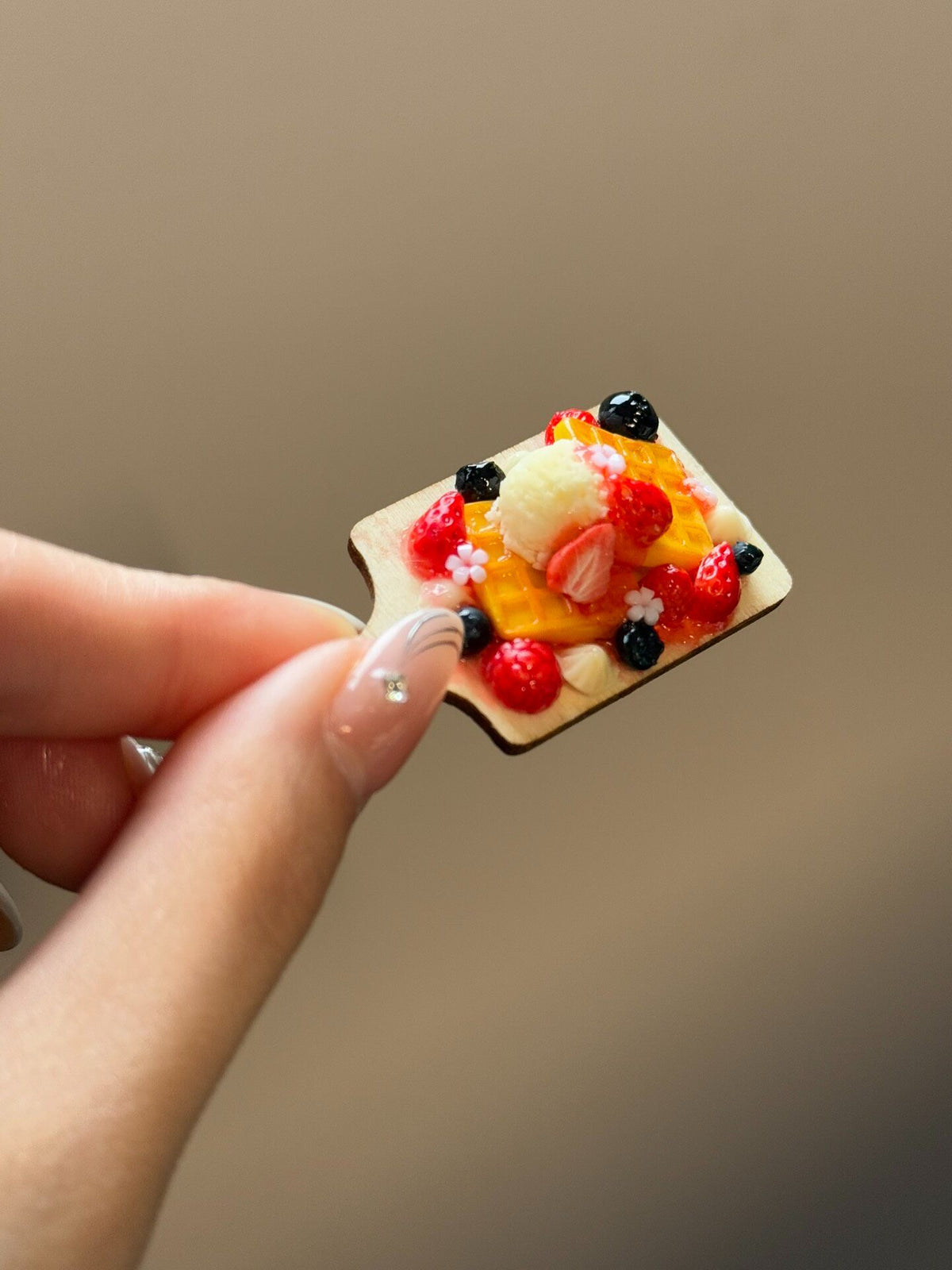 Miniature Waffle Dessert Charm Pendant