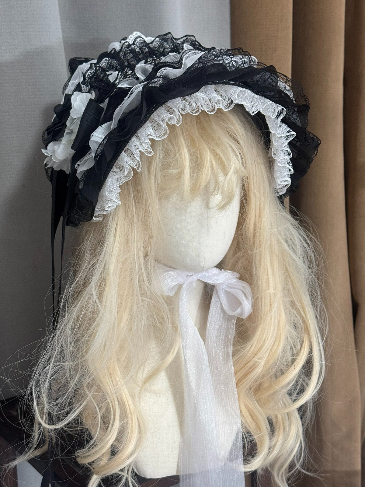 Handmade Gothic Lolita Lace Bonnet Headpiece