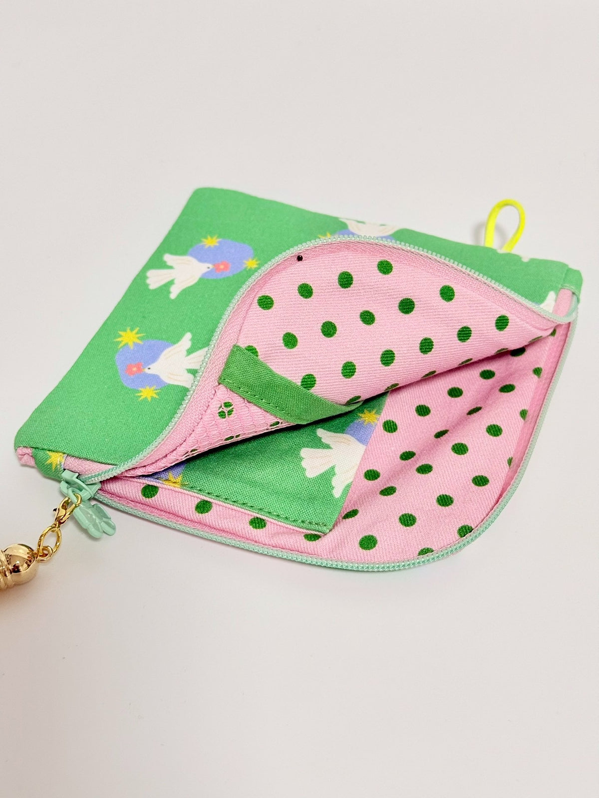 Green Dove Print Zippered Pouch