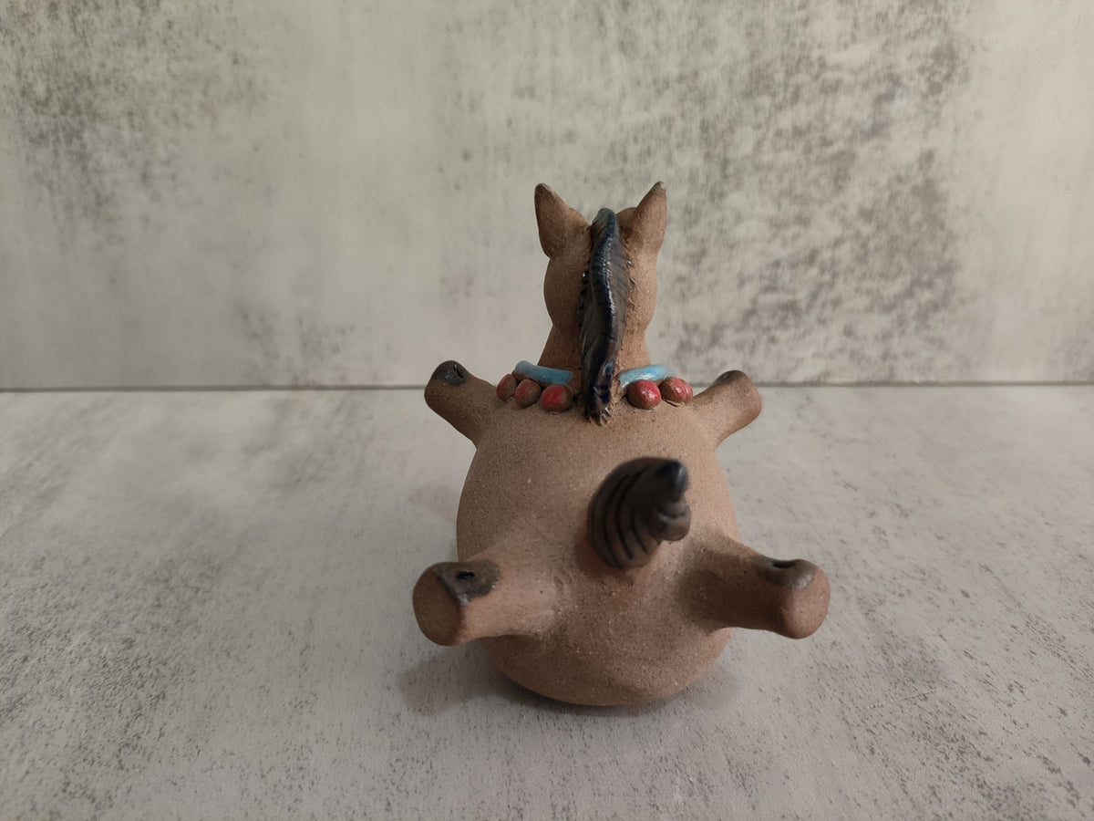 Handcrafted Clay Horse Figurine with Beaded Collar