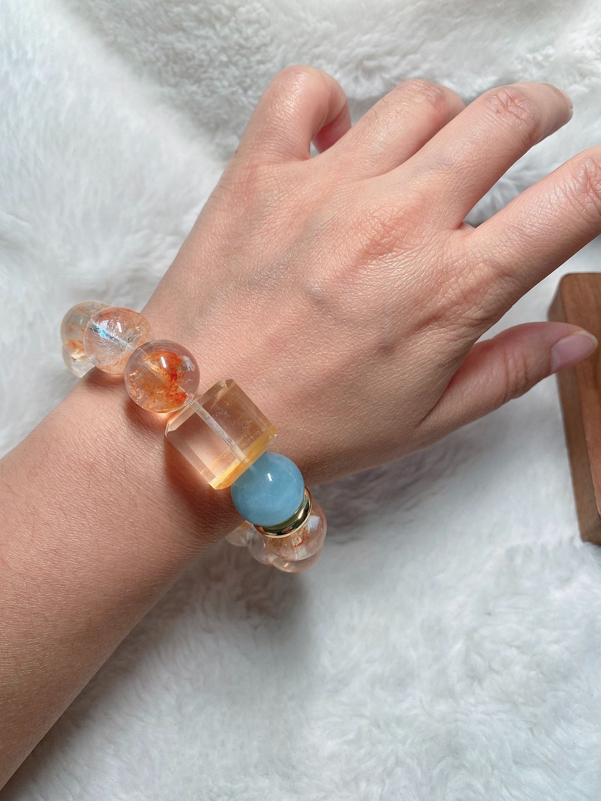 Citrine Aquamarine Beaded Bracelet