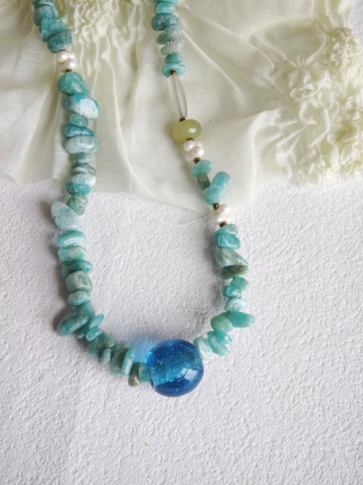 Handmade Amazonite Chip Beaded Necklace