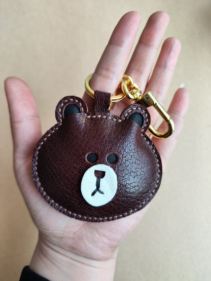 Genuine Leather Bear-Shaped Keychain Key Holder