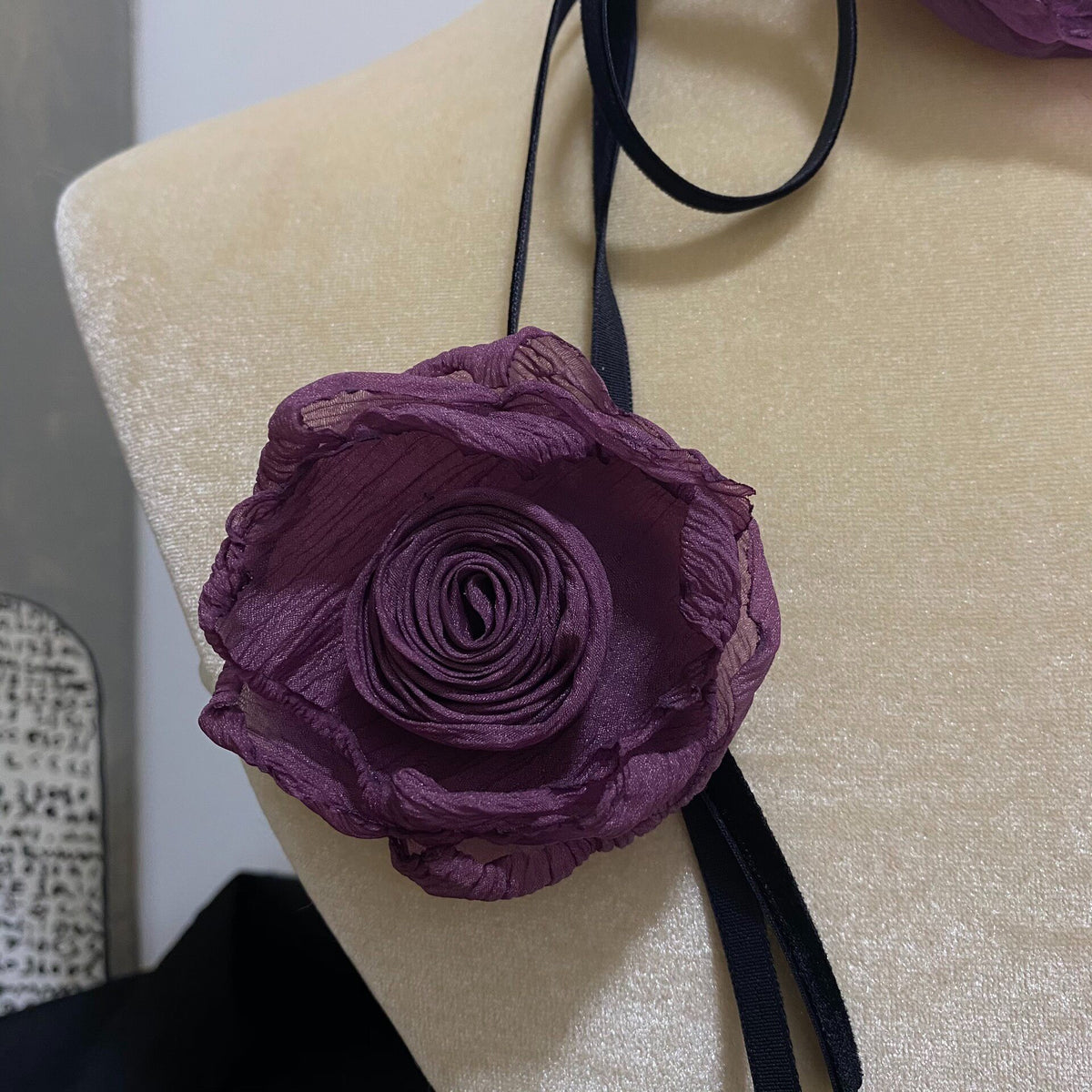 Vintage Purple Fabric Rose Hair Clip
