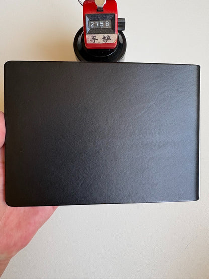 Black Leather Binder with Silver Ring Mechanism