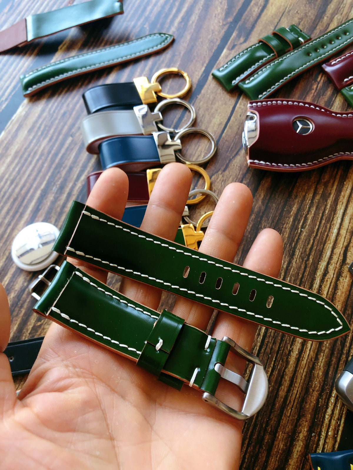 Handcrafted Japanese Shinki Horsehide Green Watch Strap