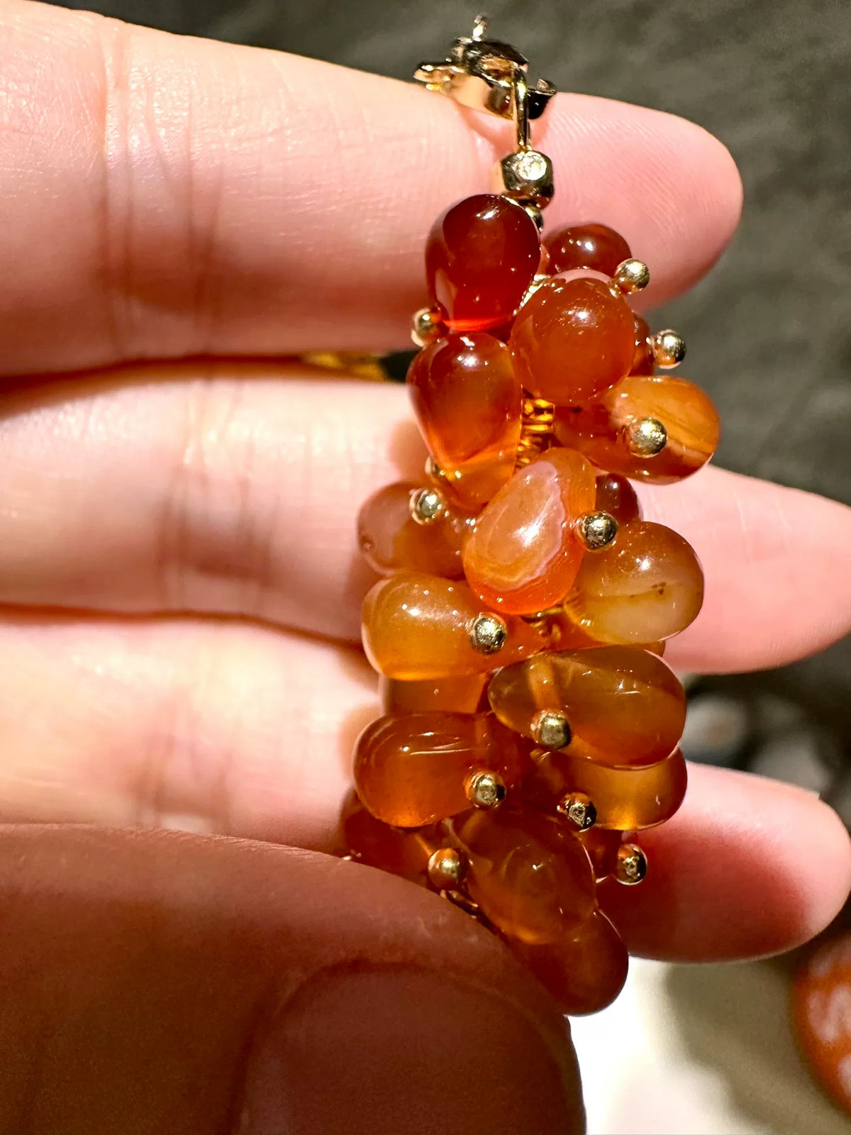 Pulseira de Ágate Natural em Gradiente Laranja Cocktail
