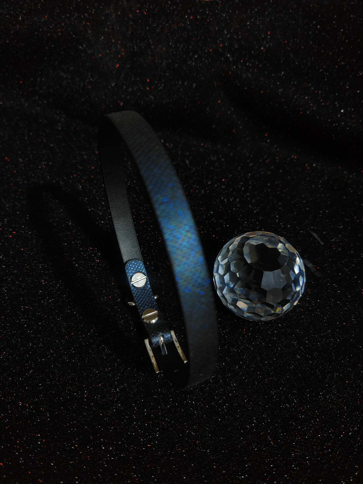 Collare per animali a serpente e glitter blu