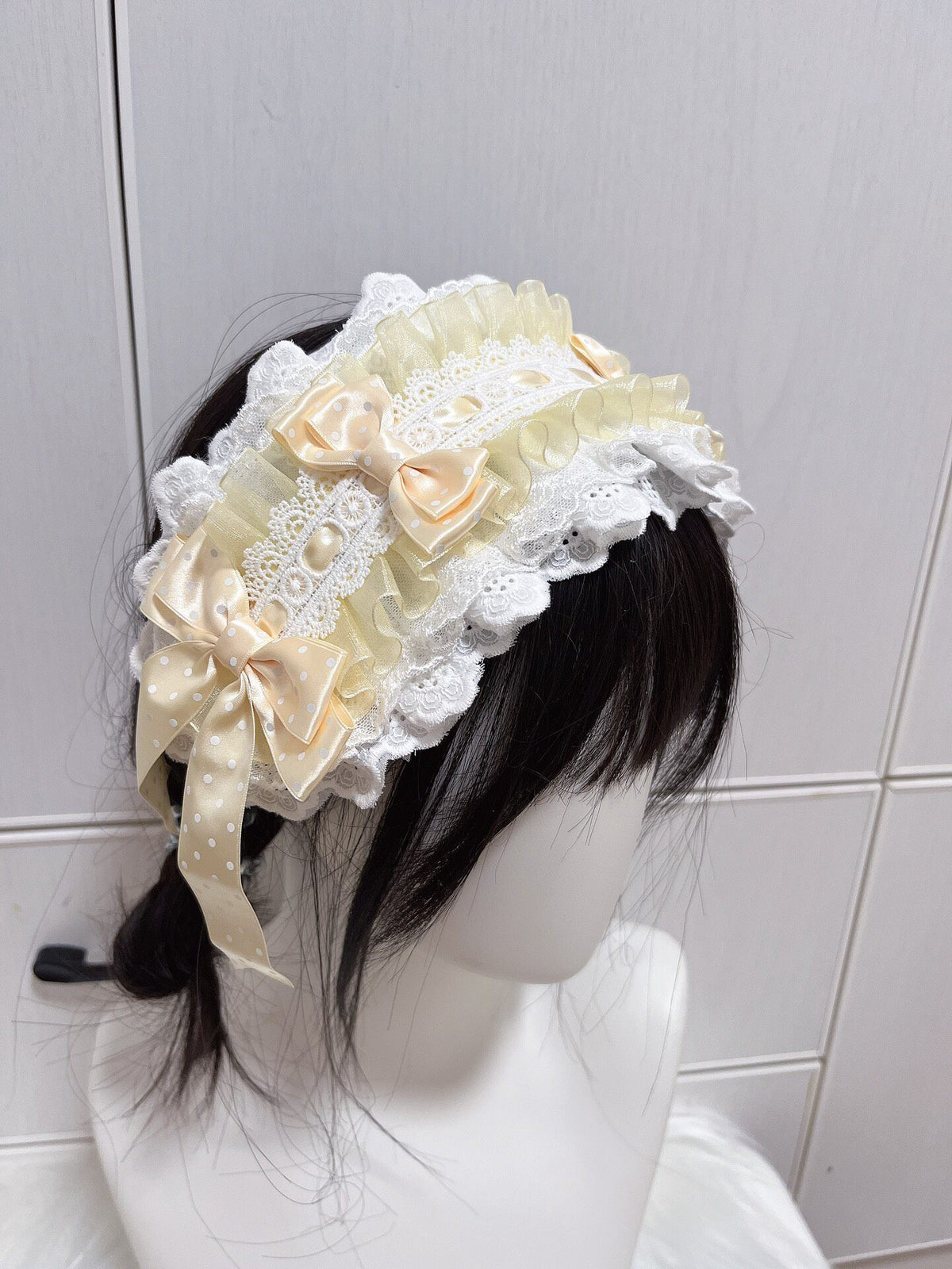 Yellow Lolita Handmade Ruffled Lace Headband