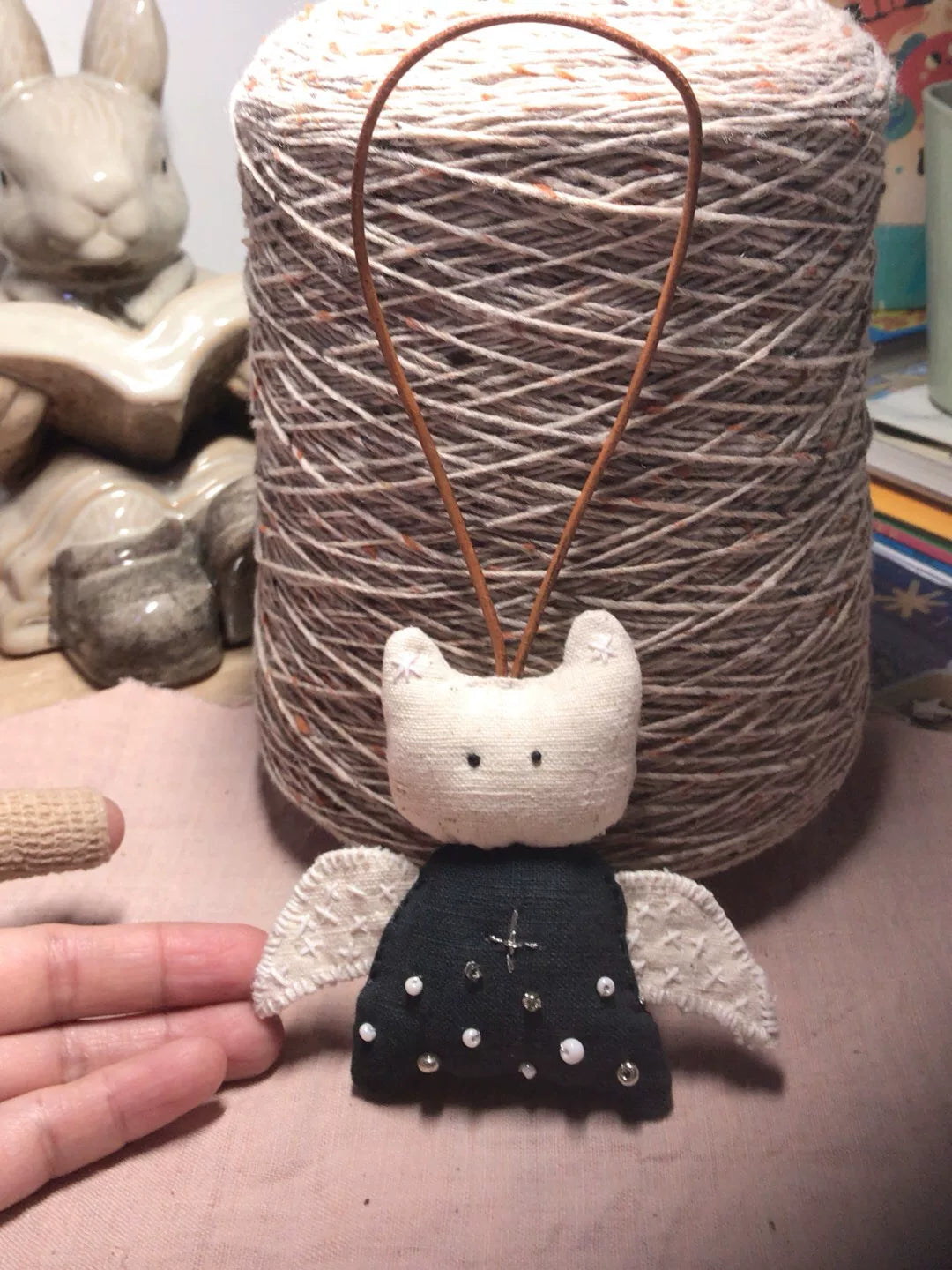 Handgjord vävd kattängel hängande ornament